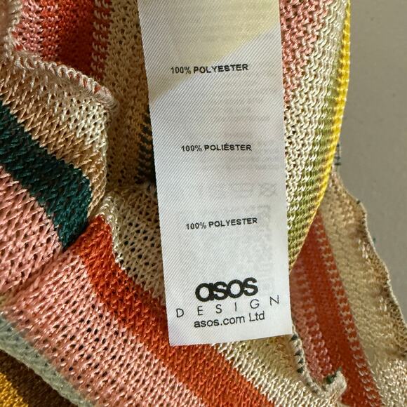 ASOS Women's Small Striped See Through Crochet Beach Coverup Dress Multicolor - Picture 4 of 5